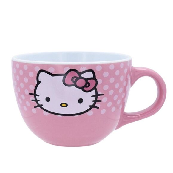 NEW!! Sanrio Hello Kitty Pink Polka Dots Soup Mug - Picture 1 of 6